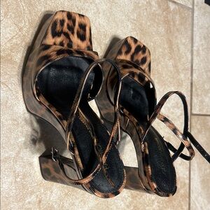 Leopard Print Strappy Women's Heels
